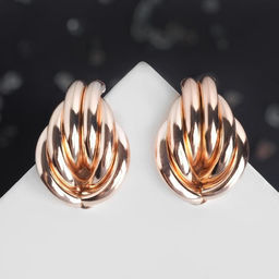 Серьги металл Геометрия глубина, цвет розовое золото