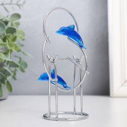 Маятник настольный антистресс «Дельфины: друг за другом с кольцом и шариком», 13×7×5.5 см