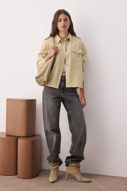 Bej Cep Detayl? Denim Gomlek Ceket TWOAW26CE00003 - Trendyolmilla фото 2