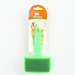 Пуходерка пластиковая мягкая с закругленными зубьями, средняя, 9 х 15,5 см, зелёная - Пижон фото 5