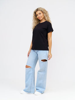 Футболка Хлопок 95%, лайкра 5% Классика аква - Ивассорти фото 70