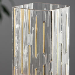 Ваза для цветов «Милагрос», штрихи, 25×8 см, стекло, прозрачная