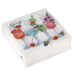 Салфетки бумажные Desna Design 24х24см, 1 слойные, 40 штук в упаковке, 100% целлюлоза, Коктейль (Россия)