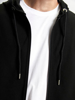 Kap??onlu Uzun Kollu Erkek Fermuarl? Sweatshirt