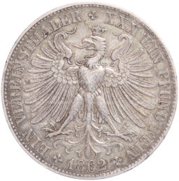 Монета 1 союзный талер 1862 года Франкфурт