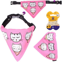 Цена за 2 шт. Ошейник с банданой и колокольчиком для кошек и собак мелких пород "Стильный БРО", цвет розовый, рS/16*11см (лейбл)