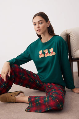 Yesil Ekose / Kareli 30/1 Openend Orme Pijama Tak?m? THMAW26PT00042