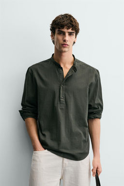 CAMISA EFECTO ARRUGADO / Khaki oscuro - Zara фото 2