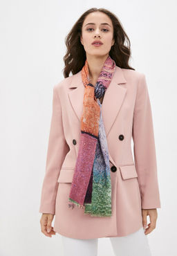 Палантин из вискозы с акварельно-геометрическим принтом - Модные истории фото 2