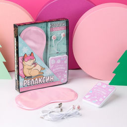 Проводные наушники, маска для сна и зарядное устройство (5000 mAh) Релаксин, набор