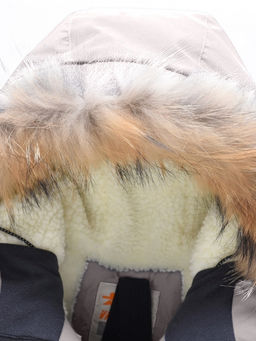 Парка зимняя подростковая для девочки с капюшоном и мехом бежевого цвета 9536B - Valianly фото 11