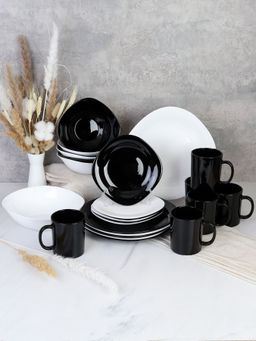 Столовый набор 25 предметов квадратный Черно-белый с кружками / NF19GT-11080759/B-MK360 (BLACK&WHITE) /уп 2/ - ГалеонТрейд фото 2