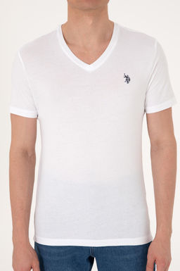 Erkek Slim Fit V Yaka Beyaz Basic Ti__rt Sepette S_rpriz _ndirim - U.s. polo assn фото 13