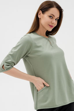 Кофта женская из коттон фита Анфиса полынь - Амадэль фото 4