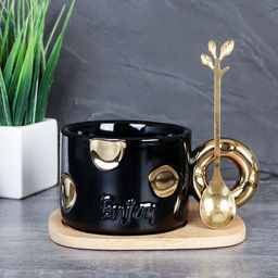 Цена за 1 шт. Чайный набор 250 мл 3 предмета с ложкой / SP2412-1-Blak /уп 60/ - Галеонтрейд фото 3