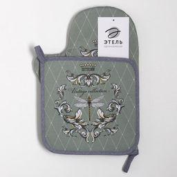 Набор кухонный Vintage collection варежка-прихватка 20х28см, прихватка 19х19см,100% хл - Этель фото 6