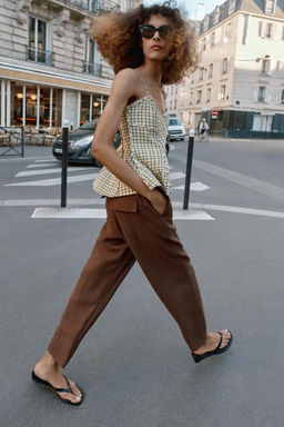 PANTAL?N CINTURA EL?STICA / Marr?n