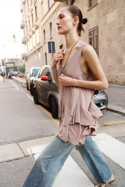 VESTIDO CORTO VOLANTES / Salm?n - Zara фото 3