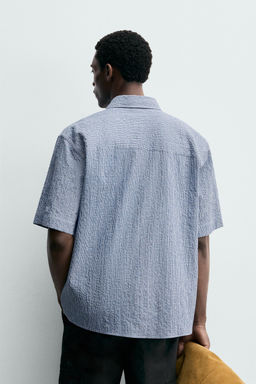CAMISA REGULAR FIT CUADROS TEXTURA / Azul - Zara фото 3