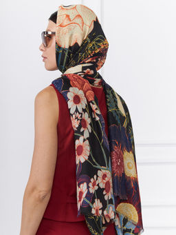 Большой, мягкий, тонкий и очень нежный двусторонний палантин с рисунком. - Tantino фото 12