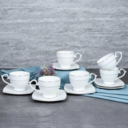 Чайный набор 12 предметов 300 мл на ножке / GA2-12G /уп 8/ костяной фарфор - Галеонтрейд фото 2