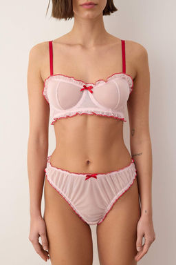 Pembe Tul Volanl? / F?rf?rl? Duz Kaps?z Ic Camas?r? Tak?m? THMAW26CC00015 - Trendyolmilla фото 3