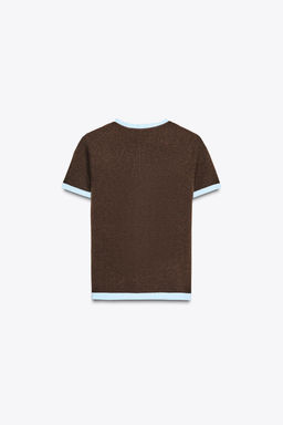 SHORT SLEEVE CONTRAST KNIT CARDIGAN - Zara фото 6