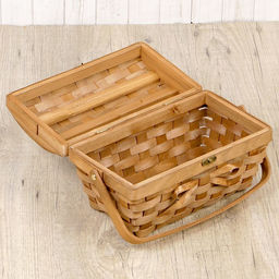 Сундук плетёный для хранения «Корзинка с бантом», 27×16×14.5 см, ручка h=6 см, шпон