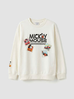 Mickey Mouse Bask?l? K?z ?ocuk Kal?n Sweatshirt