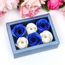 Мыльные розы, белые и синие, набор 6 шт. - SB BEAUTY фото 2
