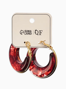 Серьги-кольца акрил «Тренд», бордовые в золоте