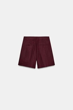 BERMUDA PINZAS CON LINO / Burgundy - Zara фото 5