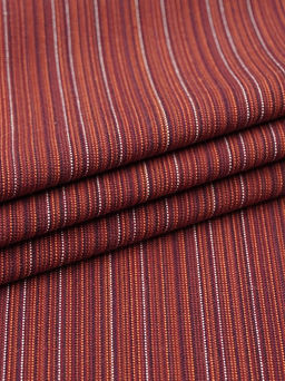 Пестрядь этнограф. под домоткань Бордово-терракотовый меланж-полоска, ш.1.55м, хл-100%, 205гр/м.кв - Купава фото 4