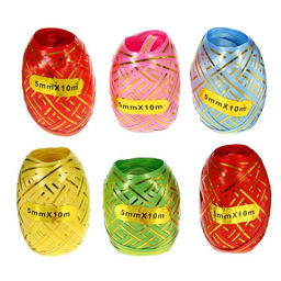Лента упаковочная для воздушных шаров и подарков, с золотой полосой, ассорти, набор 6 шт., 0.5 см ? 10 м - UPAK LAND фото 2