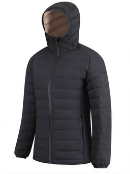 Куртка женская стёганая с капюшоном с графеновой подкладкой черного цвета 9624_1Ch