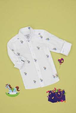 Erkek _ocuk Beyaz Uzun Kollu G_mlek Sepette S_rpriz _ndirim