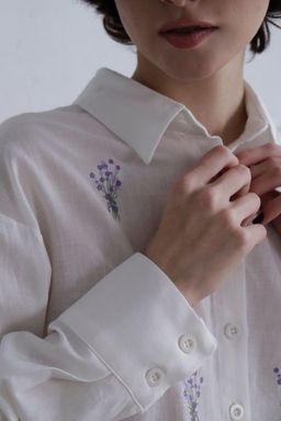 11307 Рубашка хлопковая белая с вышивкой - Martichelli фото 3