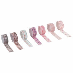 Клейкие WASHI-ленты для декора «Оттенки розового», 15 мм × 3 м (набор 7 шт.) рисовая бумага