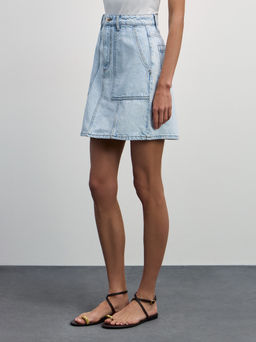 Джинсовая юбка мини с накладными карманами / Zarina фото 5