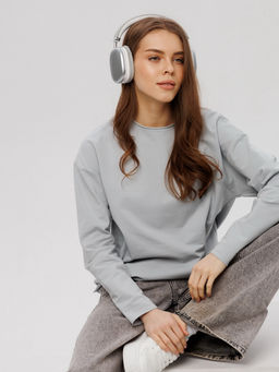 Женский лонгслив из футера 2-х нитки Lingeamo серебристый ВК-25 (61)  фото 5