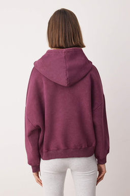 Murdum Dikis Detayl? Kapusonlu Y?kamal?/Eskitme Efektli Ici Polarl? Orme Sweatshirt TWOAW26SW00081 - Trendyolmilla фото 4