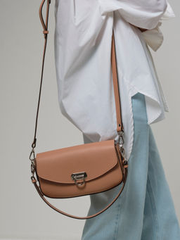 Сумка кожаная на плечо Azaro 31049 бежевая нуга