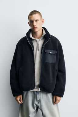 FAUX SHEARLING EFFECT JACKET WITH CONTRAST - Zara фото 2