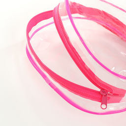 Цена за 2 шт. Косметичка на молнии для бассейна, с ручкой, малиновая/прозрачная - Simaland фото 4