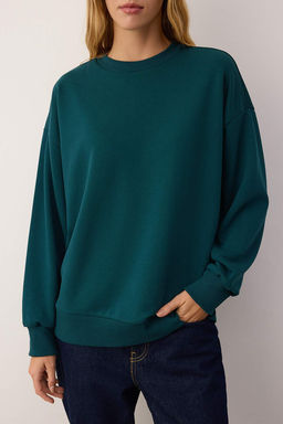 Teen Siyah Oversize/Bol Kesim Bisiklet Yaka Kal?n/Ici Polarl? Orme Sweatshirt TWOAW26SW00029 - Trendyolmilla фото 3