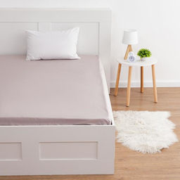 Простыня на резинке Этель, 160*200*25, цв. серебряный, 100% хлопок, мако-сатин, 128 г/м