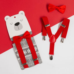 Набор детский KAFTAN Белый мишка подтяжки и галстук-бабочка, п/э