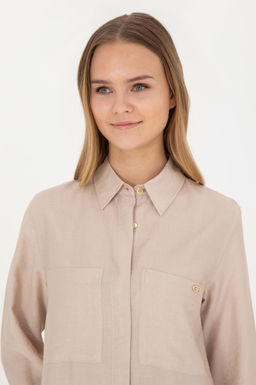 Женское тканое платье песочного цвета - U.s. polo assn фото 9