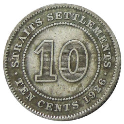 10 центов 1926 года Стрейтс Сетлментс