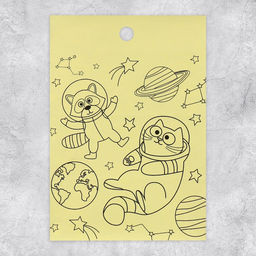 Цена за 10 шт. Наклейки детские «Космические животные», раскраска на обороте, 11×15.5 см